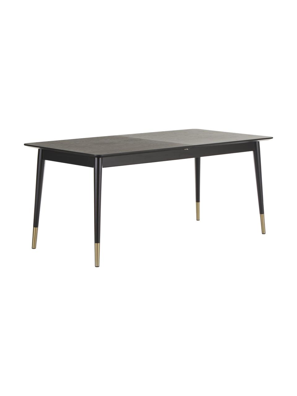 Table extensible Fenwood, 180 - 260 x 90 cm, Noir, couleur laitonnée, larg. de 180 à 260 x prof. 90 cm