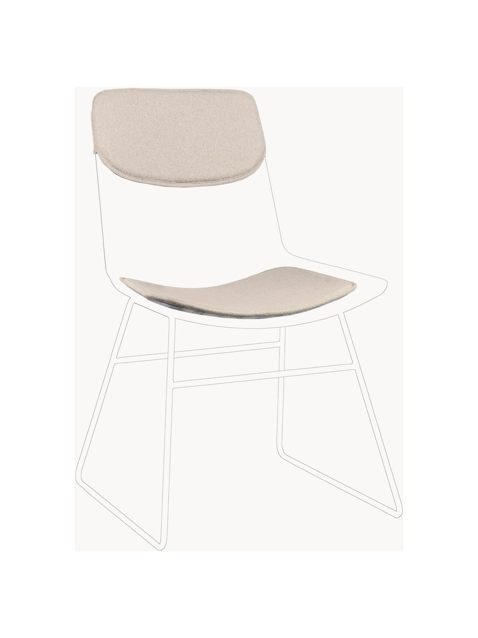 Sitzauflagen für Metall-Stuhl Wire, 2er-Set, Bezug: 60% Leinen, 30% Baumwolle, Hellbeige, Set mit verschiedenen Grössen