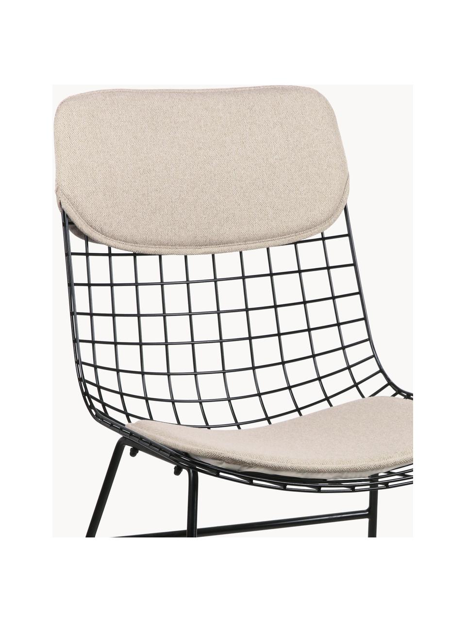 Zitkussen voor metalen stoel Wire, set van 2, Lichtbeige, Set met verschillende formaten