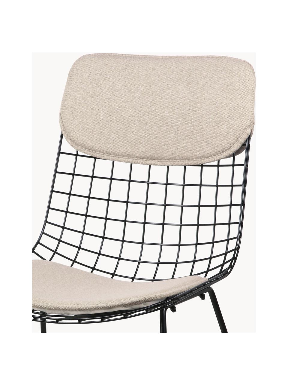 Zitkussen voor metalen stoel Wire, set van 2, Lichtbeige, Set met verschillende formaten