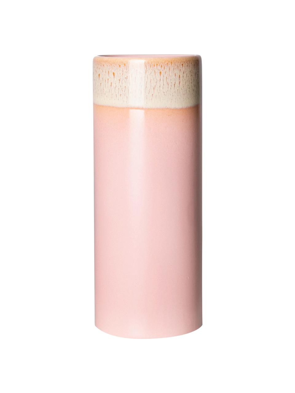 Ručně vyrobená váza v retro stylu 70's, Kamenina, Růžová, Ø 8 cm, V 19 cm