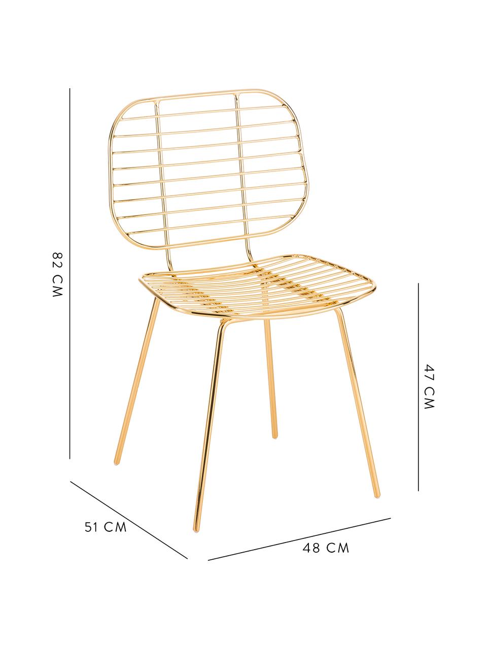 Metall-Stuhl Chloé in Gold, Metall, beschichtet, Messing, B 48 x T 51 cm