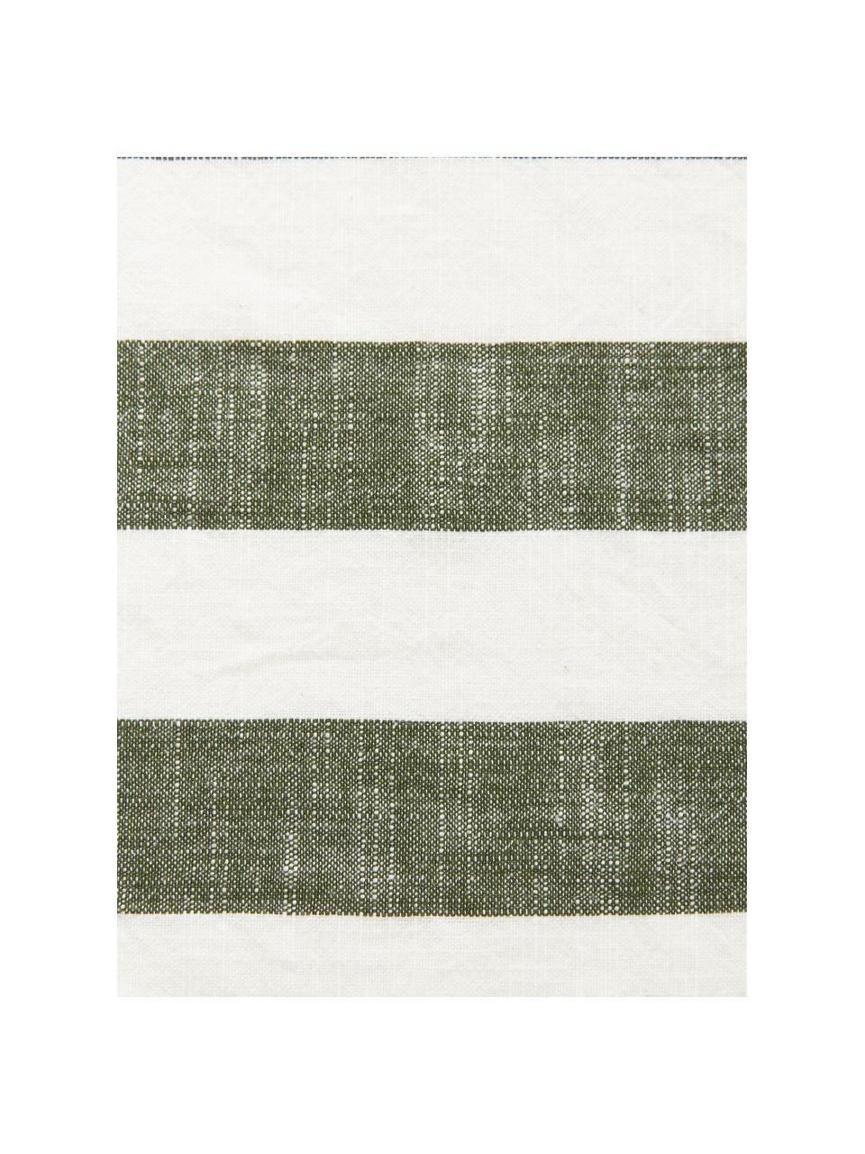 Serviettes de table coton Strip, 2 pièces, Coton, Vert olive, blanc, rayé, larg. 45 x long. 45 cm