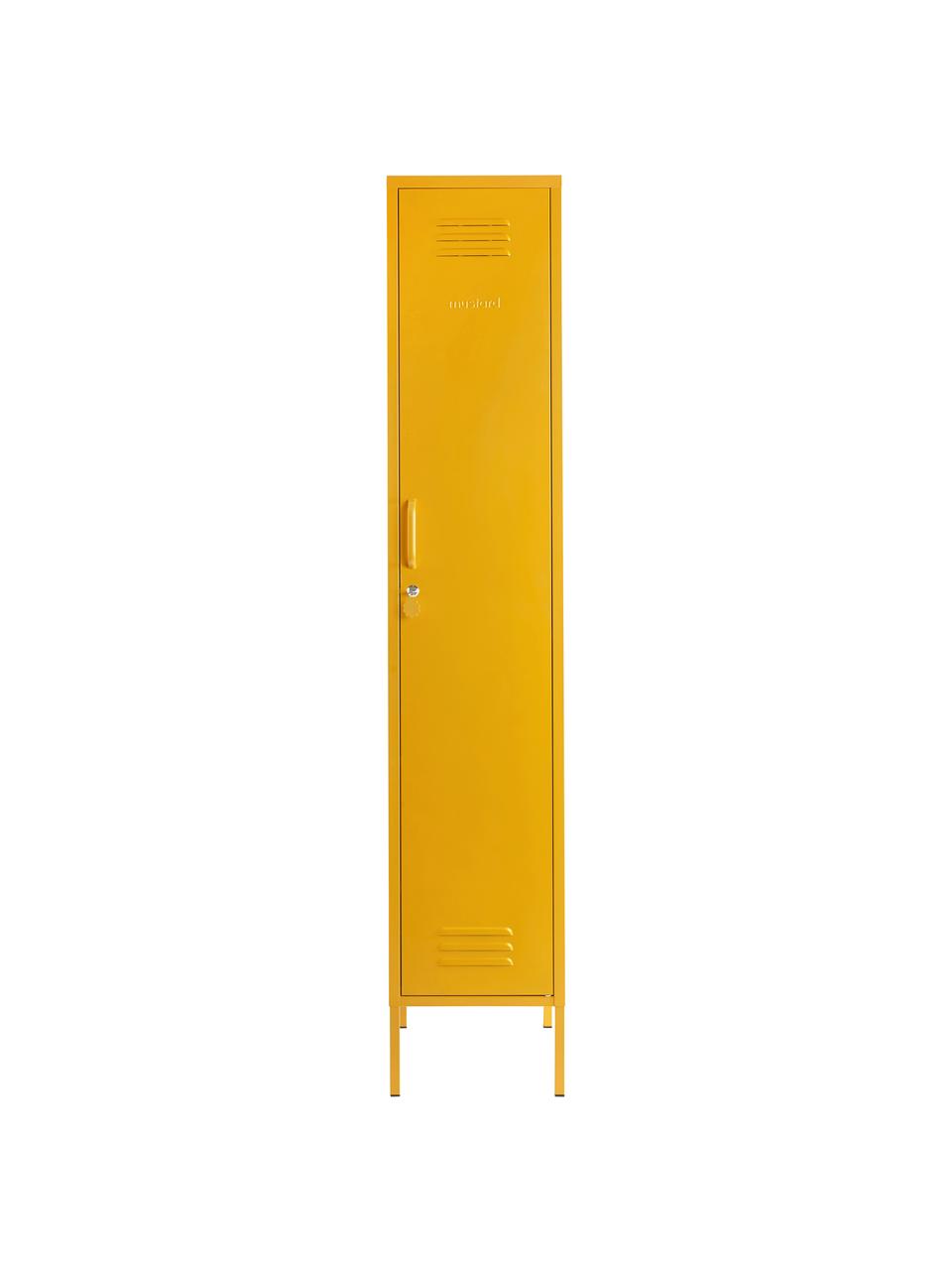 Malá šatní skříň Skinny, Ocel s práškovým nástřikem, Hořčicově žlutá, Š 35 cm, V 183 cm