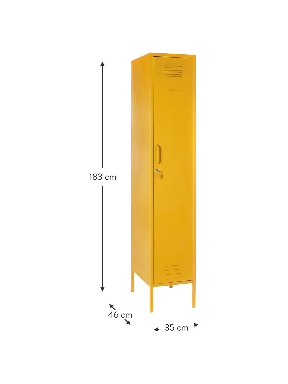 Petite armoire Skinny, Métal, enduit, Jaune moutarde, larg. 35 x haut. 183 cm