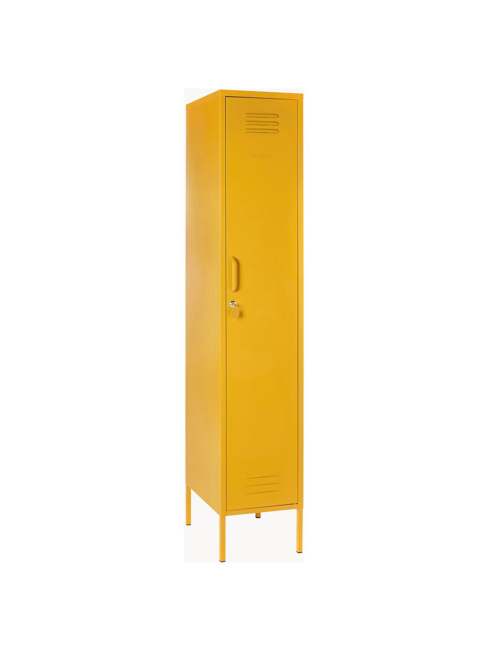 Armadietto piccolo The Skinny, Acciaio verniciato a polvere, Giallo senape, Larg. 35 x Alt. 183 cm