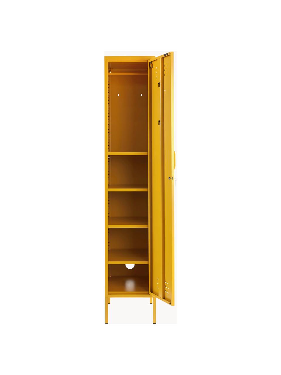 Armadietto piccolo The Skinny, Acciaio verniciato a polvere, Giallo senape, Larg. 35 x Alt. 183 cm