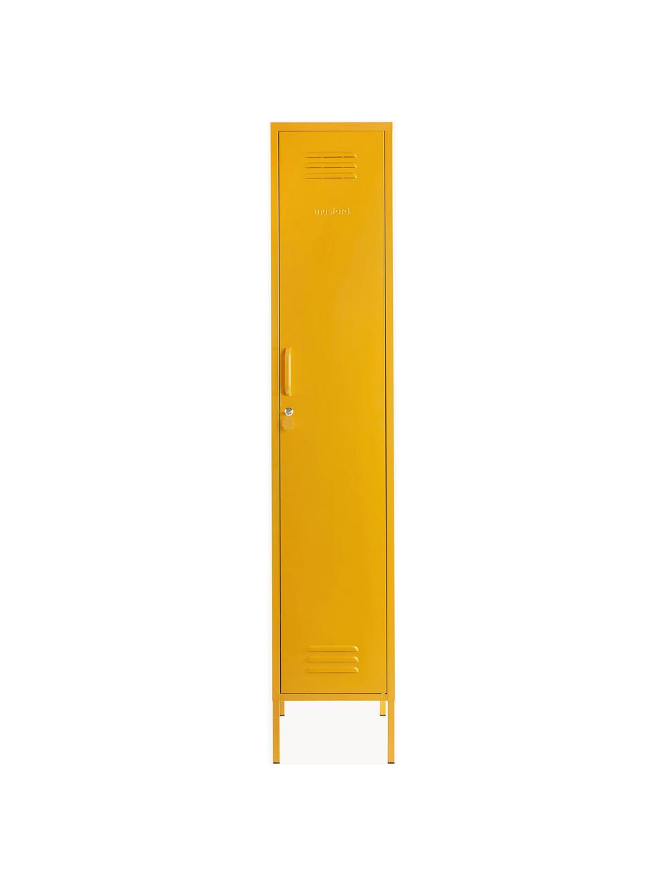 Malá šatní skříň Skinny, Ocel s práškovým nástřikem, Hořčicově žlutá, Š 35 cm, V 183 cm