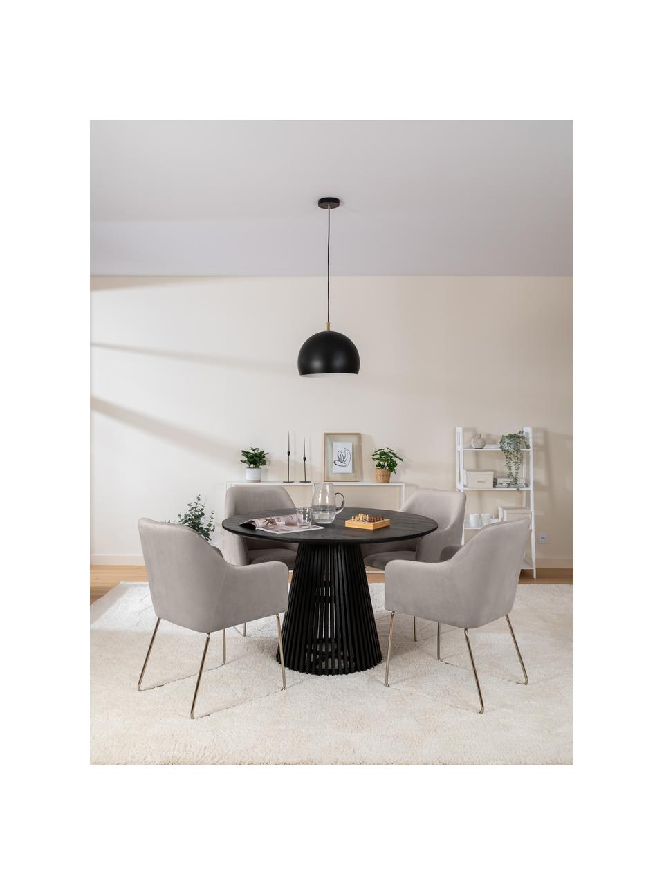 Silla con resposabrazos en terciopelo Ava, Tapizado: terciopelo (100% poliéste, Patas: metal galvanizado, Terciopelo beige, An 57 x F 62 cm
