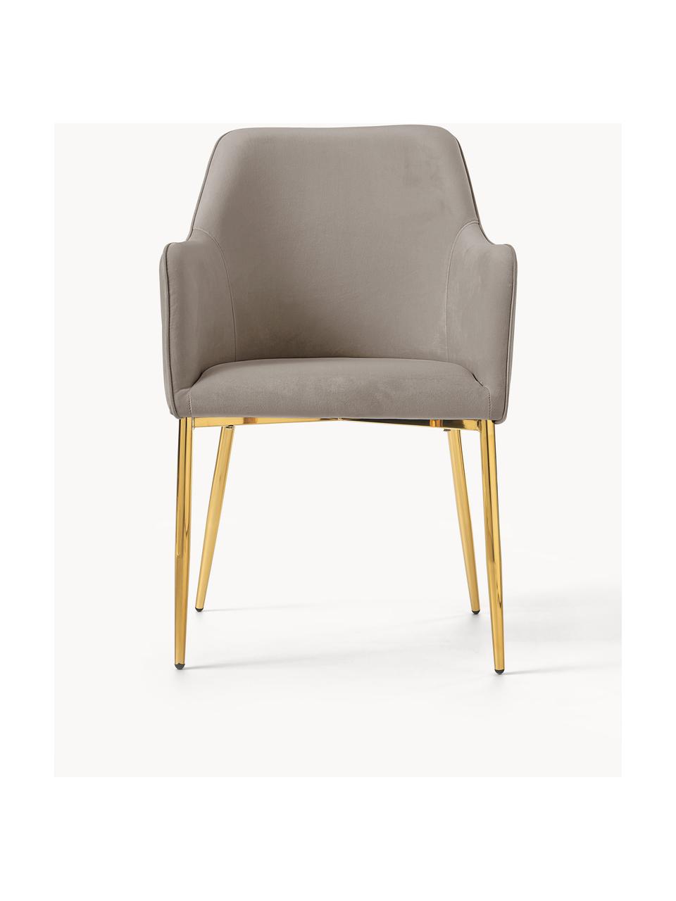 Zamatová stolička s opierkami Ava, Zamatová sivobéžová, Š 57 x H 63 cm