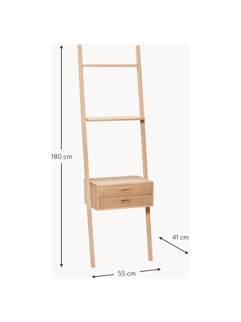 Estantería escalera de roble Lean, Madera de roble con certificado FSC, Madera de roble, An 55 x Al 180 cm