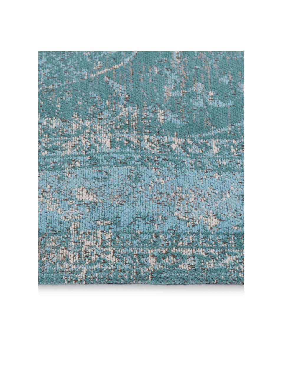 Dywan szenilowy w stylu vintage Palermo, Turkusowy, jasny niebieski, we wzór, S 120 x D 180 cm (Rozmiar S)