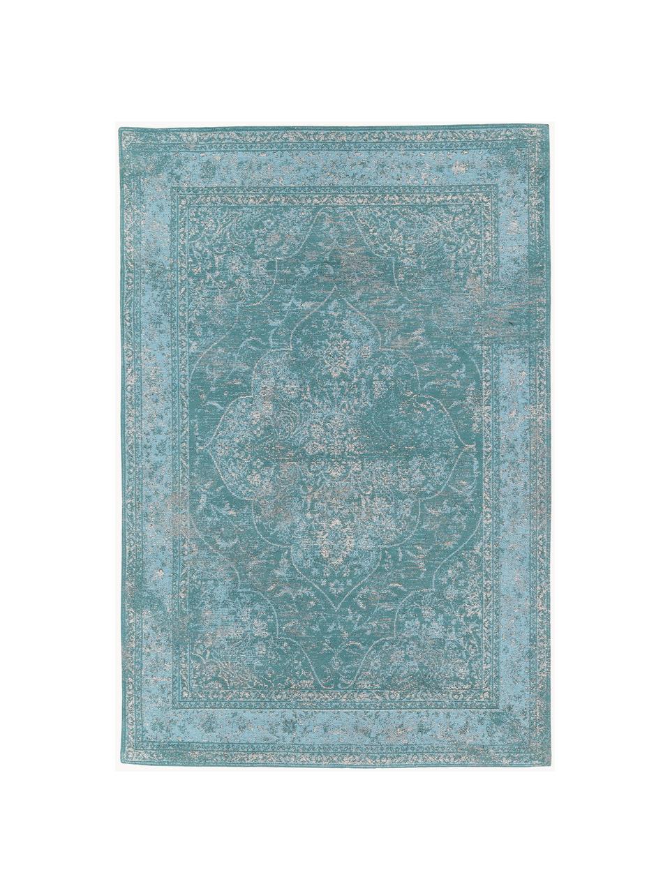 Tapis vintage chenille Palermo, Tons bleus, larg. 120 x long. 180 cm (taille S)