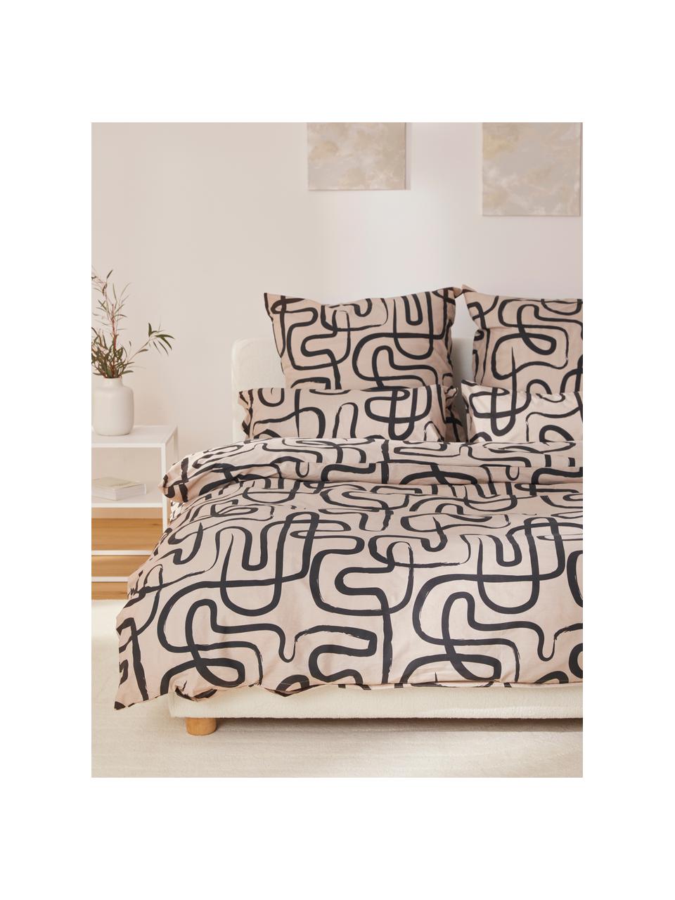 Perkálová posteľná bielizeň z organickej bavlny Malu, Sivobéžová, 200 x 200 cm + 2 vankúše 80 x 80 cm