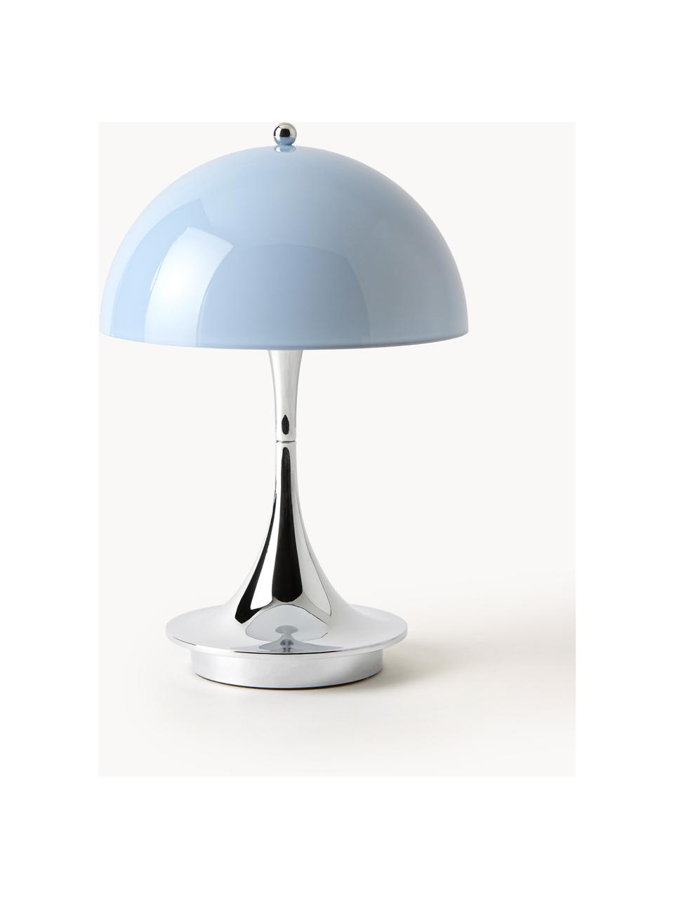 Lampe à poser LED mobile à intensité variable Panthella, haut. 24 cm, Verre acrylique bleu ciel, argenté, Ø 16 x haut. 24 cm