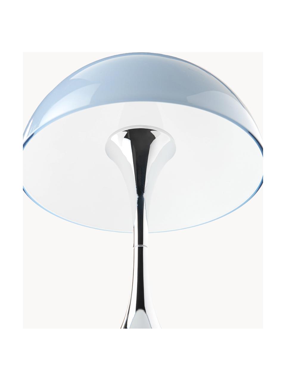 Lampada da tavolo portatile a LED con luce regolabile Panthella, alt. 24 cm, Paralume: vetro acrilico, Struttura: alluminio rivestito, Vetro acrilico azzurro, argentato, Ø 16 x Alt. 24 cm
