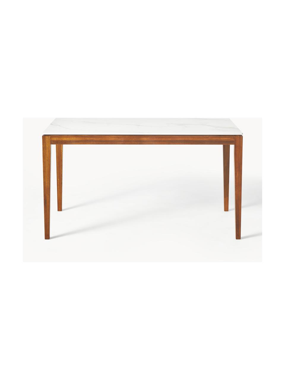 Jídelní stůl s deskou v mramorovém vzhledu Jackson, různé velikosti, Bílý mramorový vzhled, hnědě lakované dubové dřevo, Š 140 cm, H 90 cm