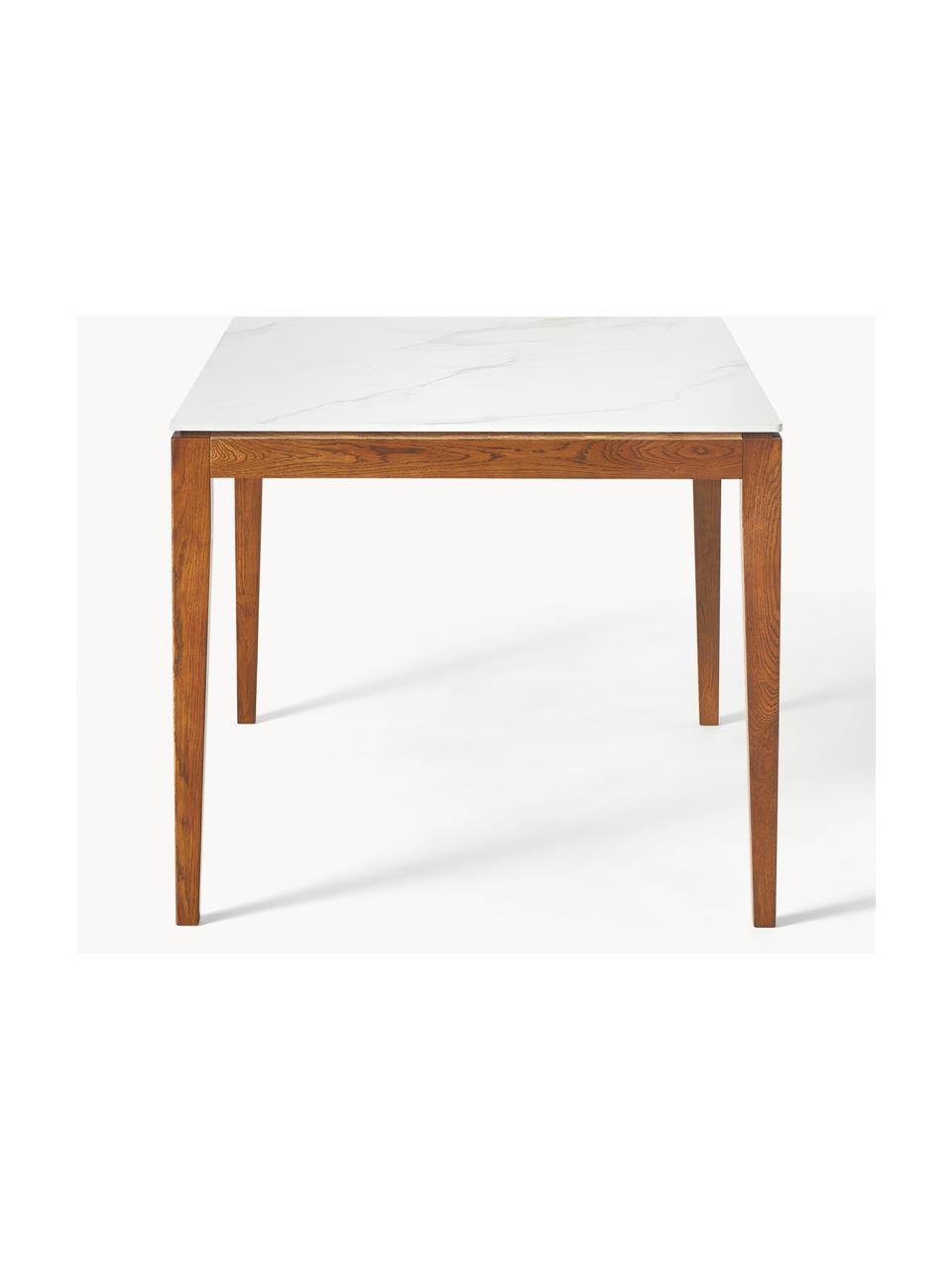 Mesa de comedor en look mármol Jackson, tamaños diferentes, Tablero: piedra cerámica con aspec, Aspecto mármol blanco, madera de roble, marrón pintado, An 140 x F 90 cm