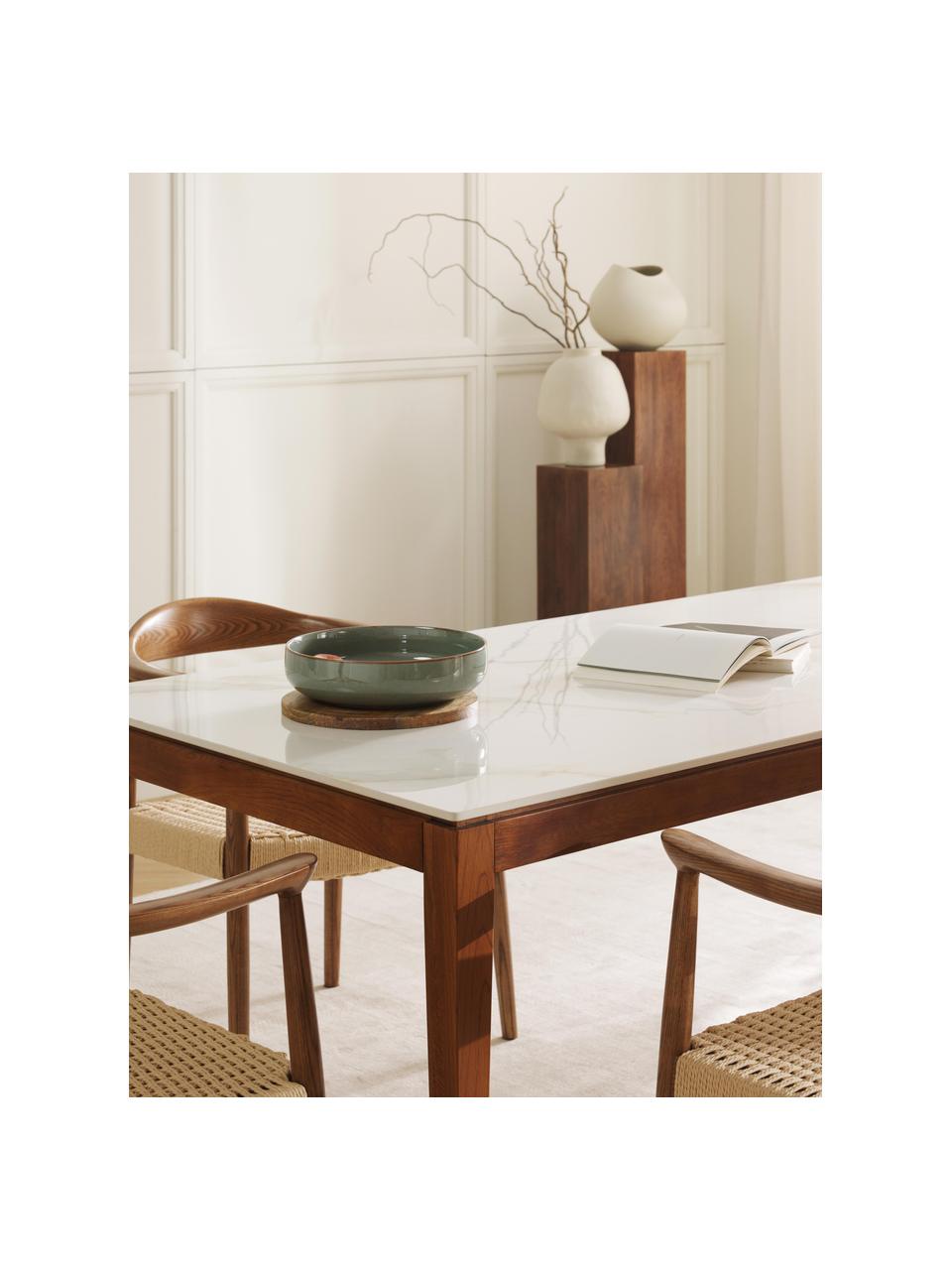 Mesa de comedor en look mármol Jackson, tamaños diferentes, Tablero: piedra cerámica es aspect, Madera de roble, marrón pintado, An 140 x F 90 cm