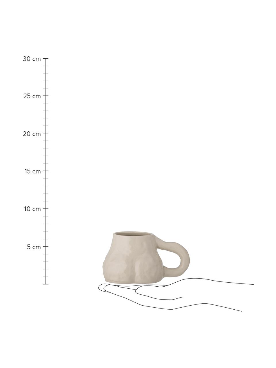 Handgemachte Tasse Maeda mit Frauenfigur, Steingut, Beige, Ø 8 x H 7 cm, 200 ml