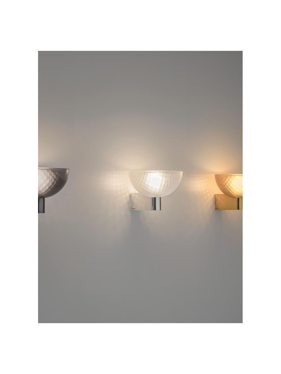 Dimmbare LED-Wandleuchte Fata, Lampenschirm: Thermoplastischer Kunstst, Transparent, Silberfarben, B 16 x T 17 cm