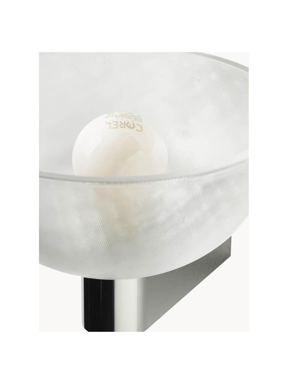 Dimbare LED wandlamp Fata, Lampenkap: thermoplastisch materiaal, Lampvoet: gerecycled ABS met metall, Transparant, zilverkleurig, B 16 x H 17 cm