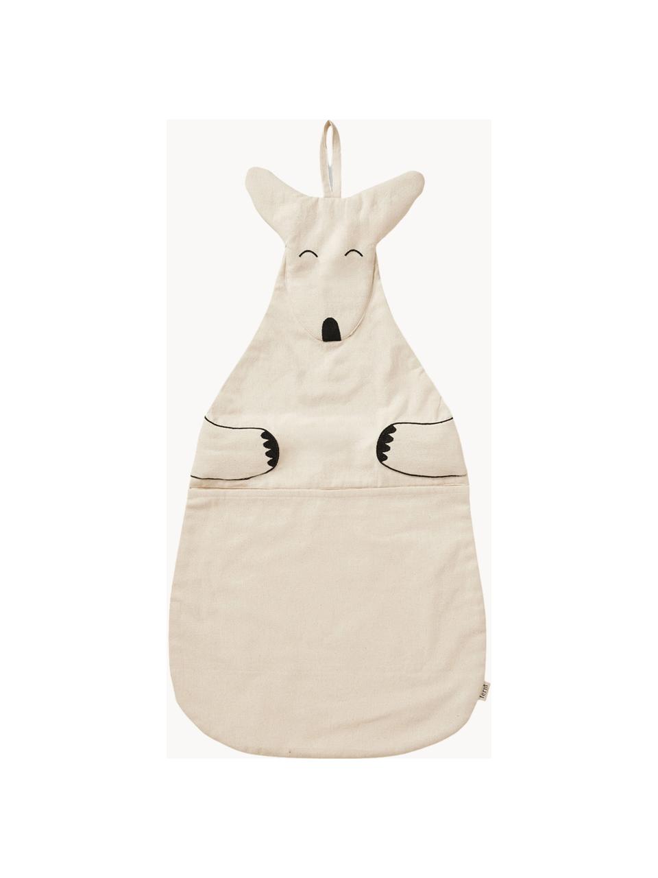 Nástěnný úložný koš z bavlny Kangaroo, 100 % předspotřební bavlna (100 % recyklovaná), Krémově bílá, černá, Š 42 cm, V 78 cm