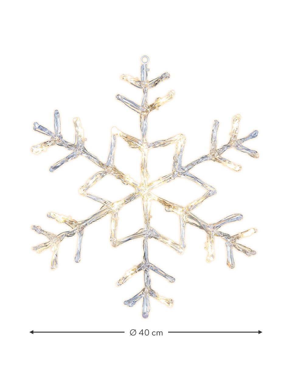 Pieza luminoso LED Snowflake Antarctica, Lámpara: plástico, Cable: plástico, Transparente, Ø 40 cm