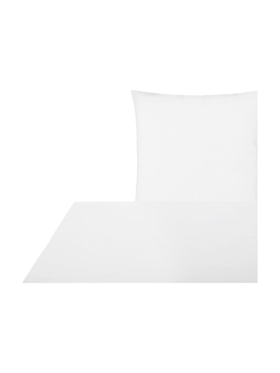 Biancheria da letto in cotone percalle bianco Elsie, Bianco, 180 x 300 cm + 2 federe 50 x 80 cm