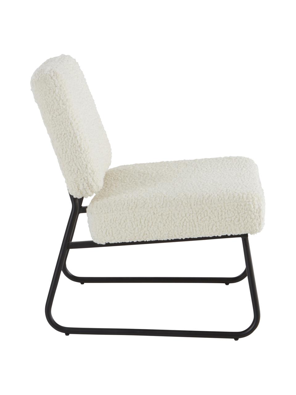 Chaise en peluche pour enfant Bolzano Mini, Tissu peluche blanc, larg. 52 x prof. 46 cm
