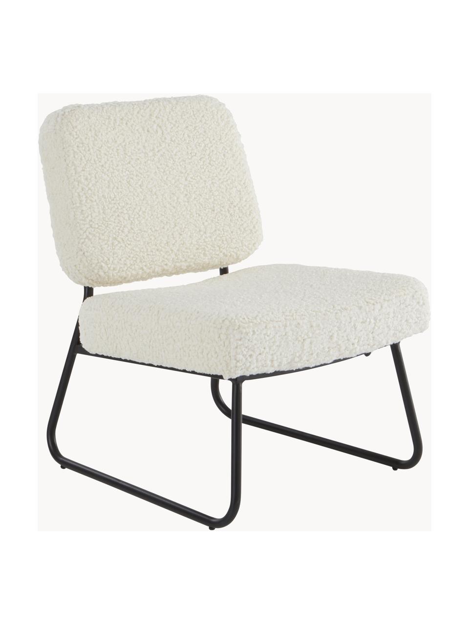 Chaise en peluche pour enfant Bolzano Mini, Tissu peluche blanc, larg. 52 x prof. 46 cm