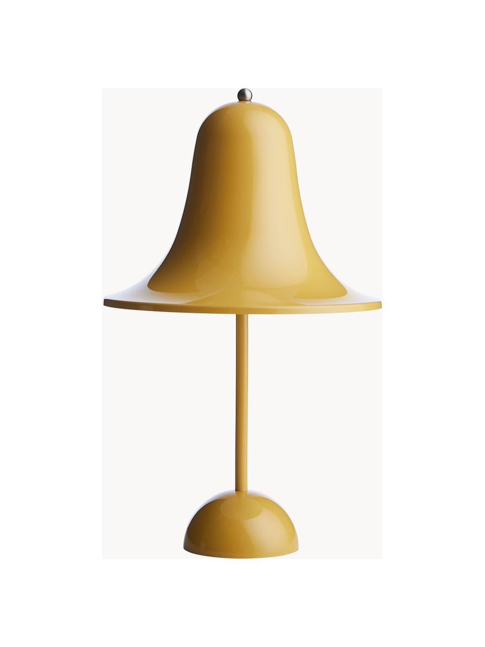 Mobilna lampa stołowa LED z funkcją przyciemniania Pantop, projekt Verner Panton, Tworzywo sztuczne, Musztardowy, błyszczący, Ø 18 x W 30 cm