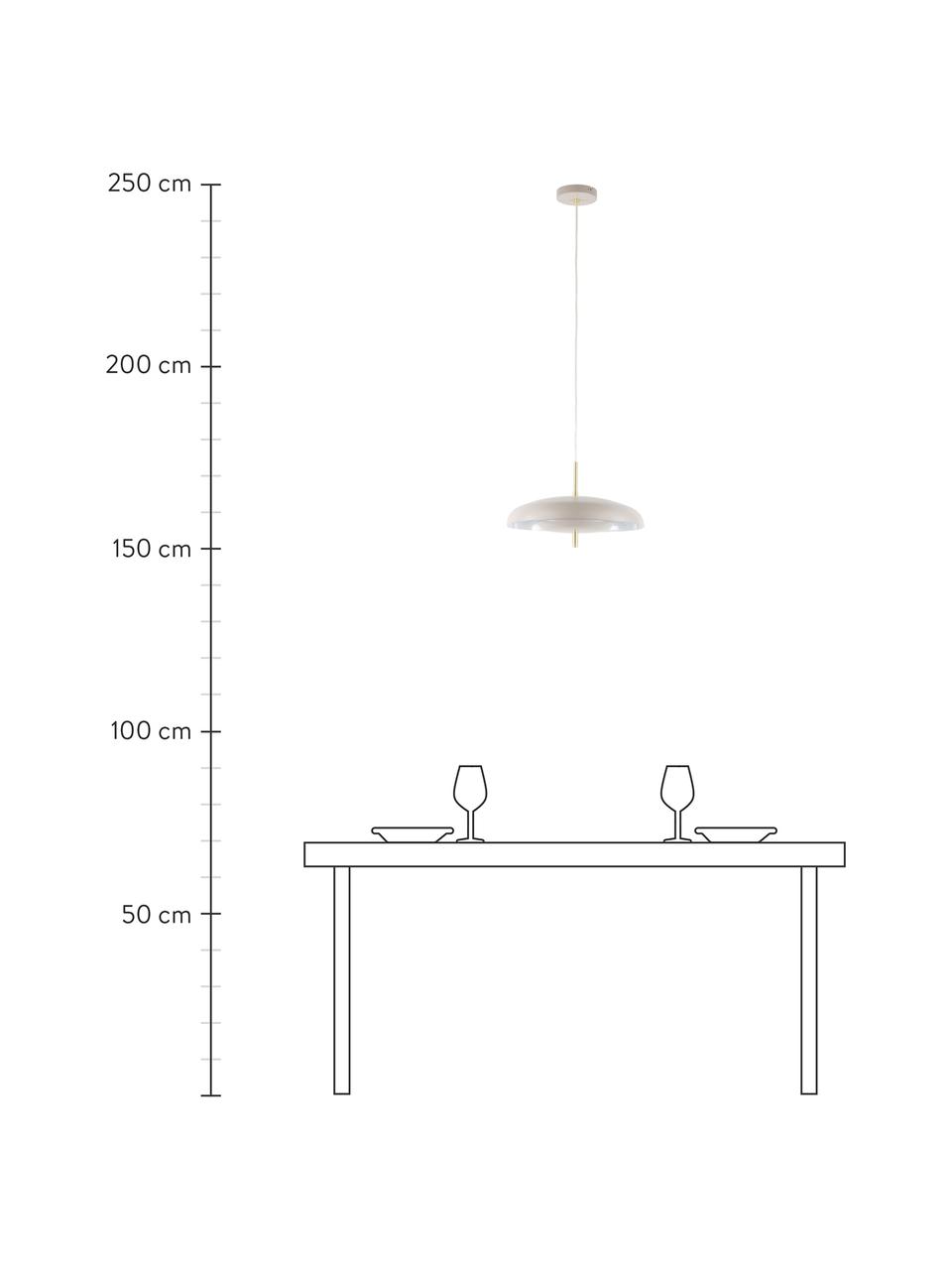 Pendelleuchte Mathea in Taupe, Lampenschirm: Metall, pulverbeschichtet, Dekor: Metall, vermessingt, Baldachin: Metall, pulverbeschichtet, Taupe, Ø 38 x H 8 cm