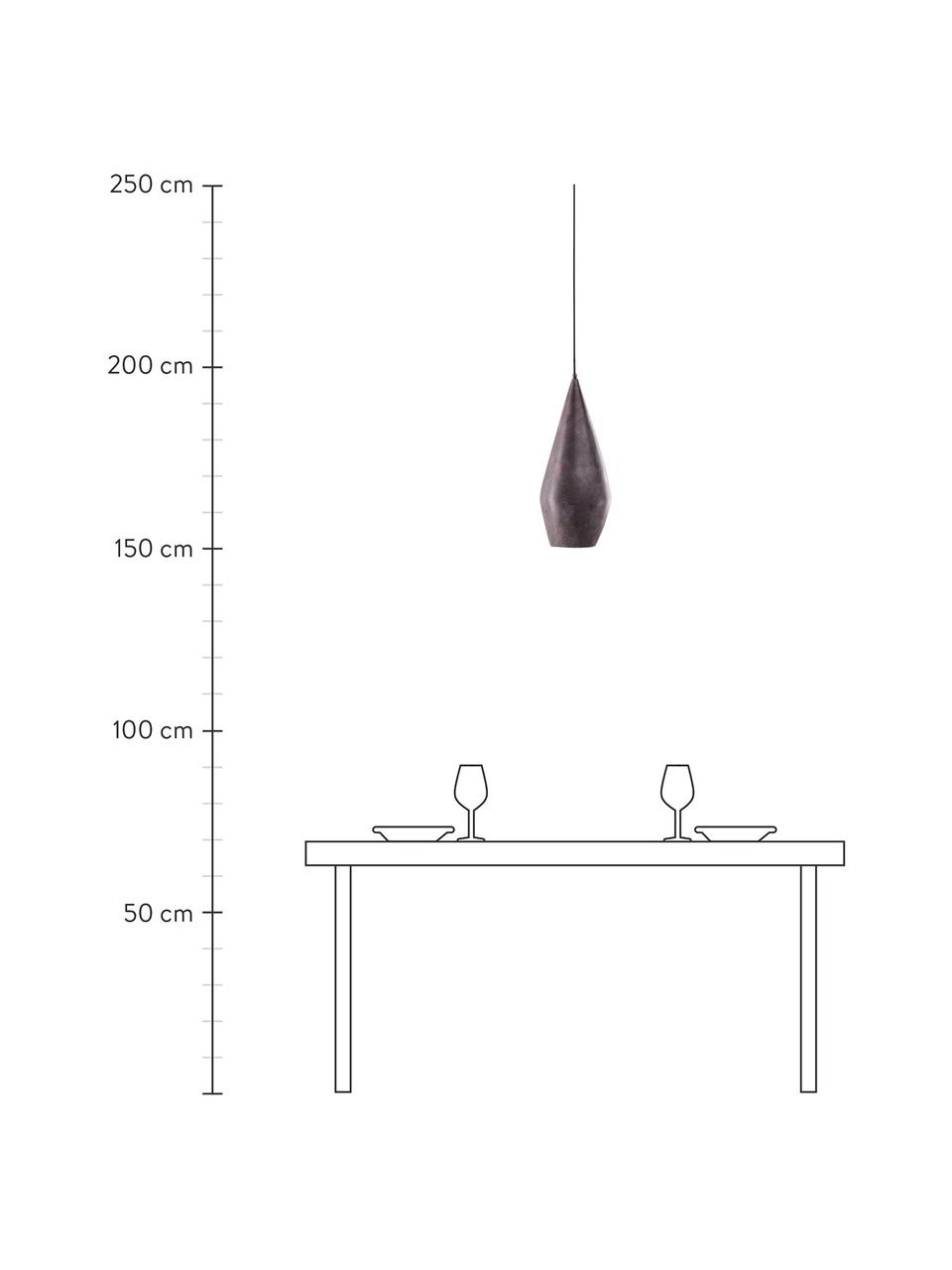 Kleine hanglamp Sandared, Lampenkap: kunsthars, Baldakijn: gecoat staal, Donkerbruin, zwart, Ø 20 x H 48 cm