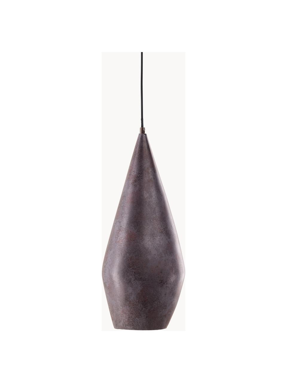 Kleine hanglamp Sandared, Lampenkap: kunsthars, Baldakijn: gecoat staal, Donkerbruin, zwart, Ø 20 x H 48 cm