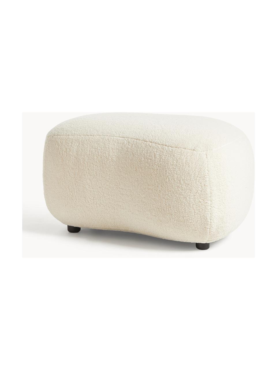 Pouf in teddy Alba, Rivestimento: 100% poliestere (orsacchi, Teddy bianco latte, Larg. 70 x Alt. 42 cm, curvatura a sinistra