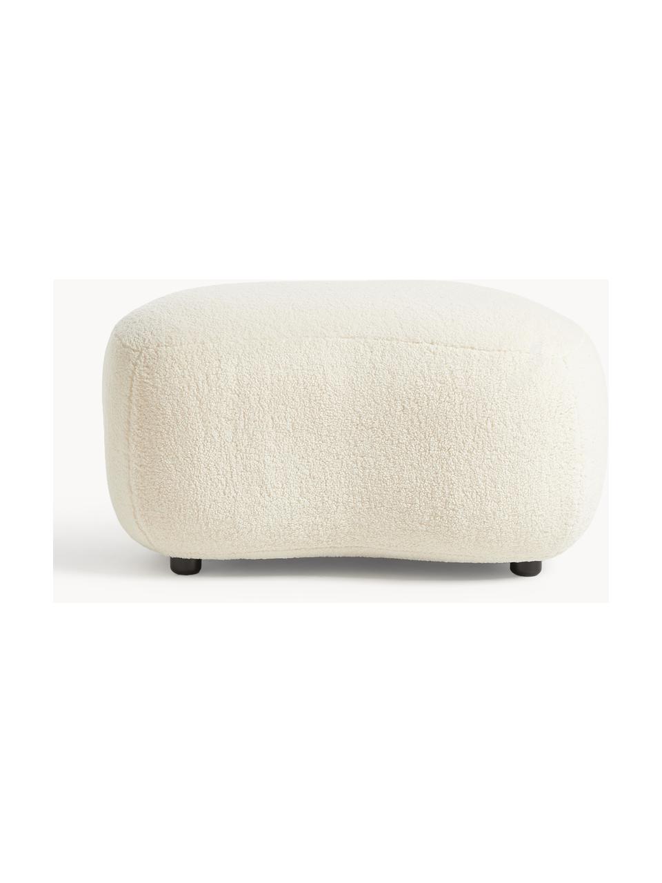 Teddy-Hocker Alba, Bezug: 100 % Polyester (Teddy) D, Teddy Off White, B 70 x H 42 cm, gebogen links