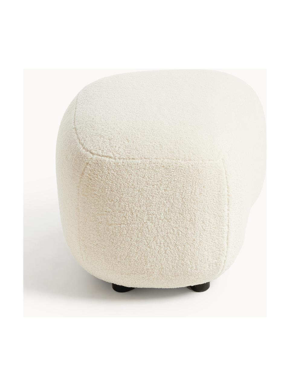 Pouf in teddy Alba, Rivestimento: 100% poliestere (orsacchi, Teddy bianco latte, Larg. 70 x Alt. 42 cm, curvatura a sinistra