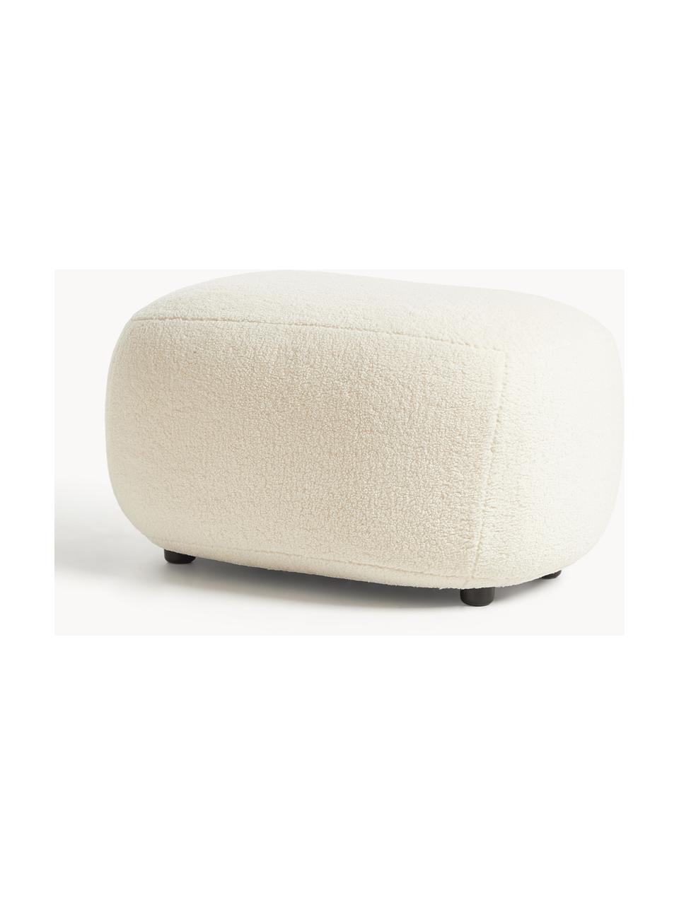 Pouf in teddy Alba, Rivestimento: 100% poliestere (orsacchi, Teddy bianco latte, Larg. 70 x Alt. 42 cm, curvatura a sinistra