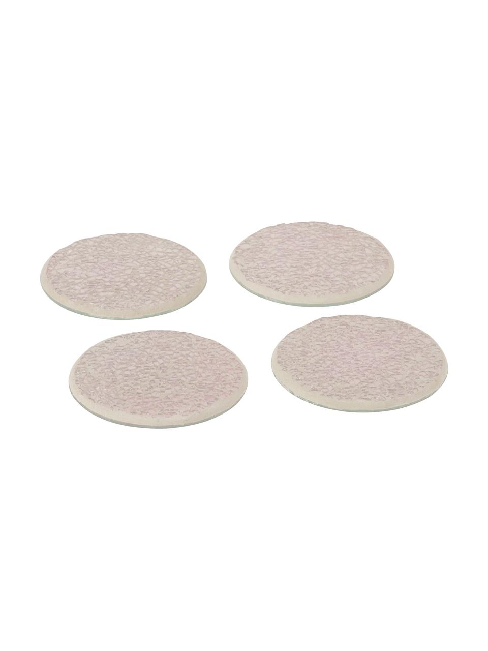 Glas Untersetzer Dosa, 4er-Set, Glas, Hellrosa, Beige, Ø 10 cm