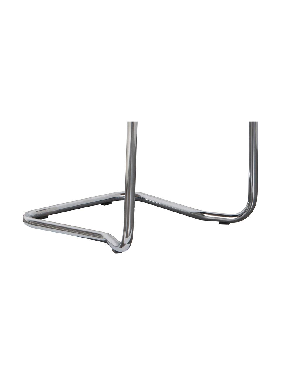 Sedia cantilever in velluto a coste Kink, Rivestimento: velluto a coste (88% nylo, Struttura: metallo, cromato, Rivestimento: nero Struttura: cromo, Larg. 48 x Alt. 48 cm