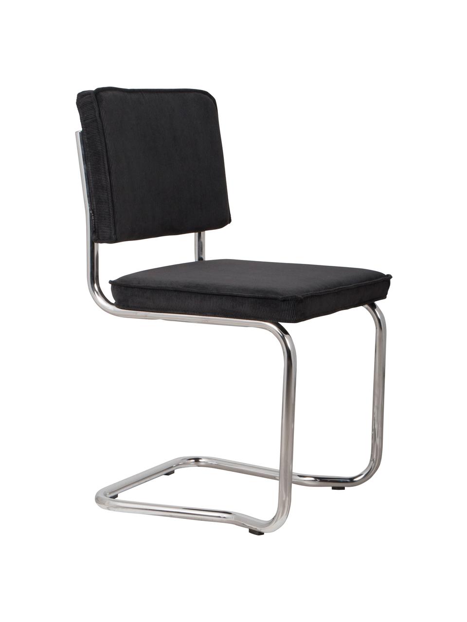 Chaise cantilever noire Ridge Kink Chair, Revêtement : noir Structure : chrome, larg. 48 x prof. 48 cm