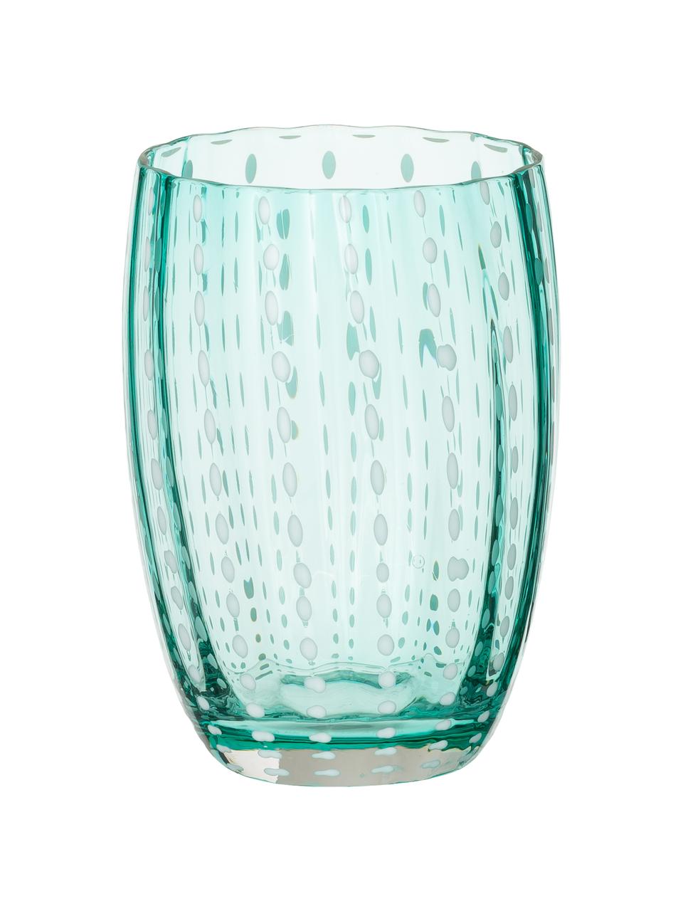Komplet szklanek ze szkła dmuchanego Perle, 6 elem., Szkło, Transparentny, biały, morski, odcienie bursztynowego, pastelowy fiolet, czerwony, Ø 7 x W 11 cm