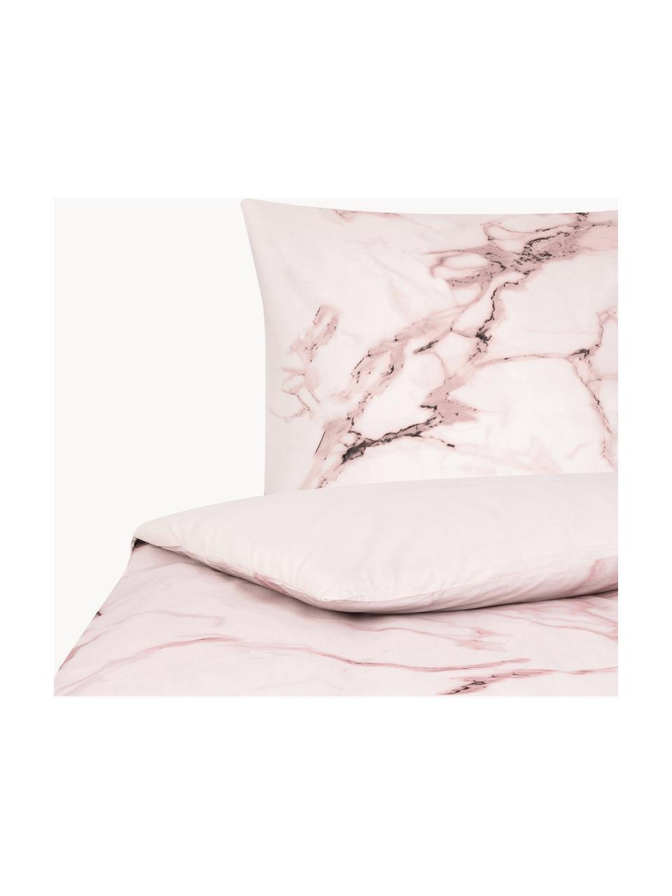 Housse de couette en percale Malin, Endroit : imprimé marbré, rose Envers : rose, uni, larg. 240 x long. 220 cm