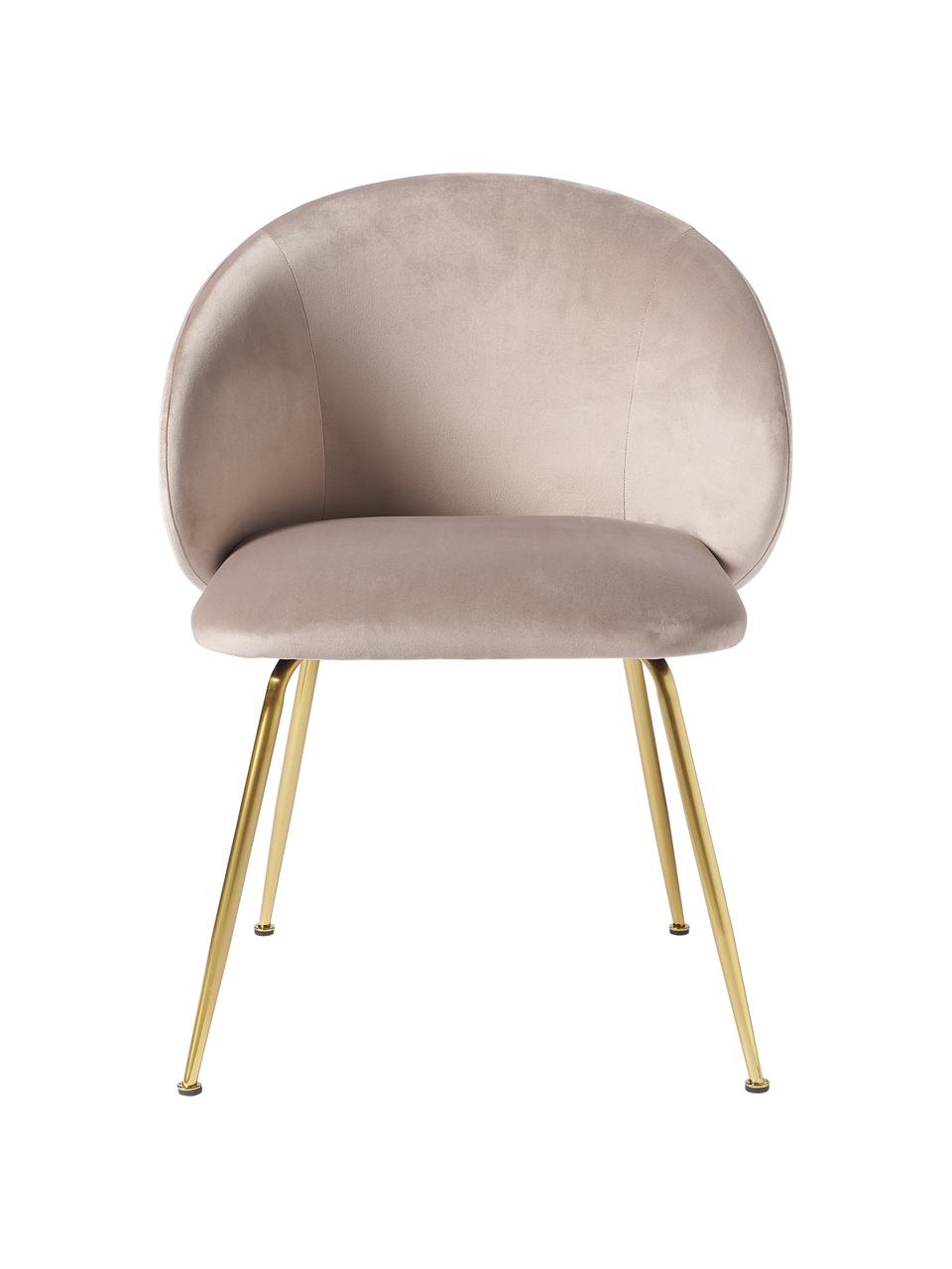 Sedia imbottita in velluto Luisa 2 pz, Rivestimento: velluto (100% poliestere), Gambe: metallo verniciato a polv, Velluto taupe, dorato, Larg. 59 x Prof. 58 cm