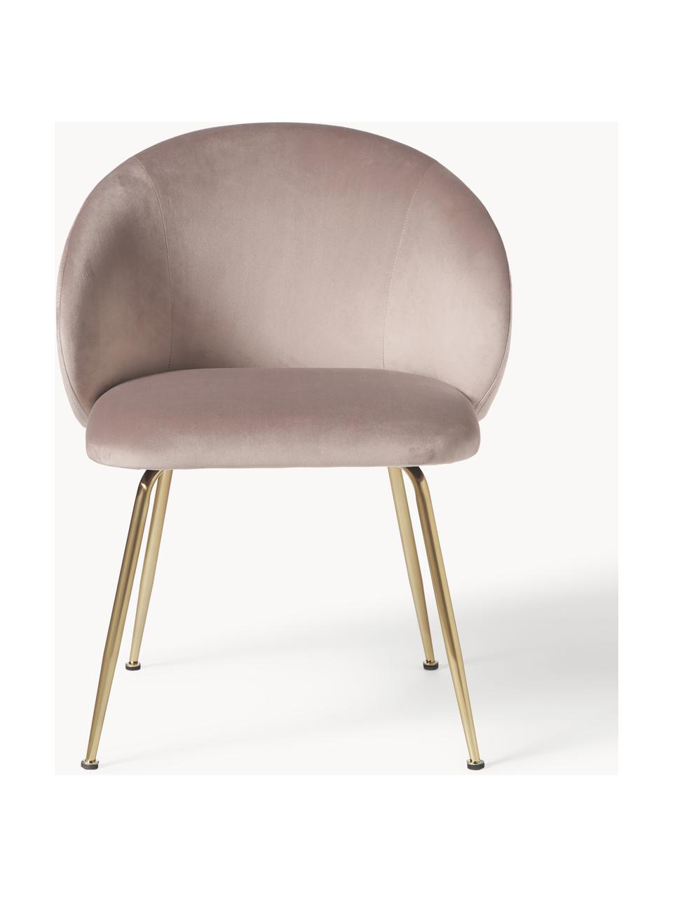 Sametové čalouněné židle Luisa, 2 ks, Světle béžová, zlatá, Š 59 cm, H 59 cm