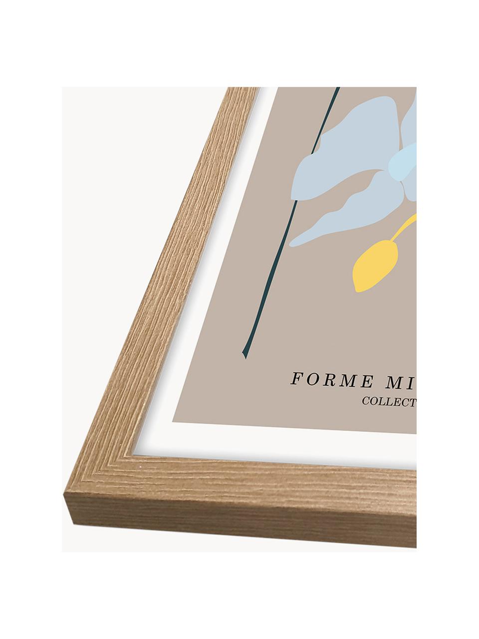 Ingelijste digitale print Flower, Lijst: hout, MDF, Meerkleurig, B 32 x H 42 cm