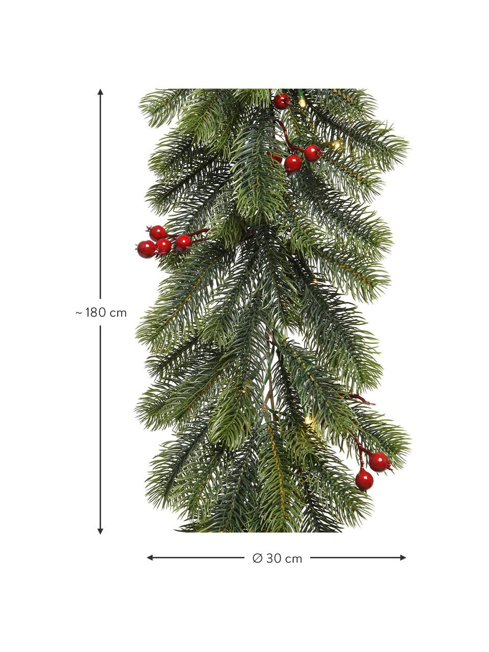 Guirnalda LED Eva, 180 cm, Plástico, Verde, Ø 30 x L 180 cm