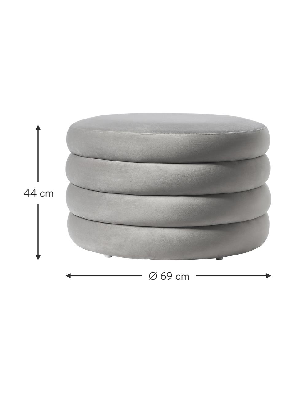 XL Samt-Hocker Alto mit Stauraum, Bezug: Samt (100% Polyester) Der, Gestell: Massives Kiefernholz, Spe, Samt Grau, Ø 69 x H 44 cm
