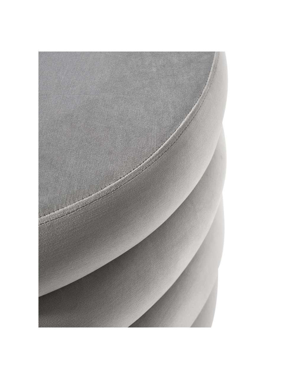 Pouf XL contenitore in velluto Alto, Rivestimento: velluto (100% poliestere), Struttura: legno di pino massiccio, , Velluto grigio, Ø 69 x Alt. 44 cm